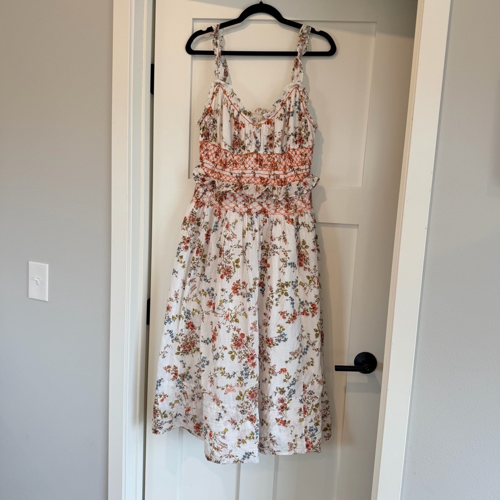 Anthropologie Sleeveless Smocked-Waist Ruffled Midi Dress - Picture 4 of 8